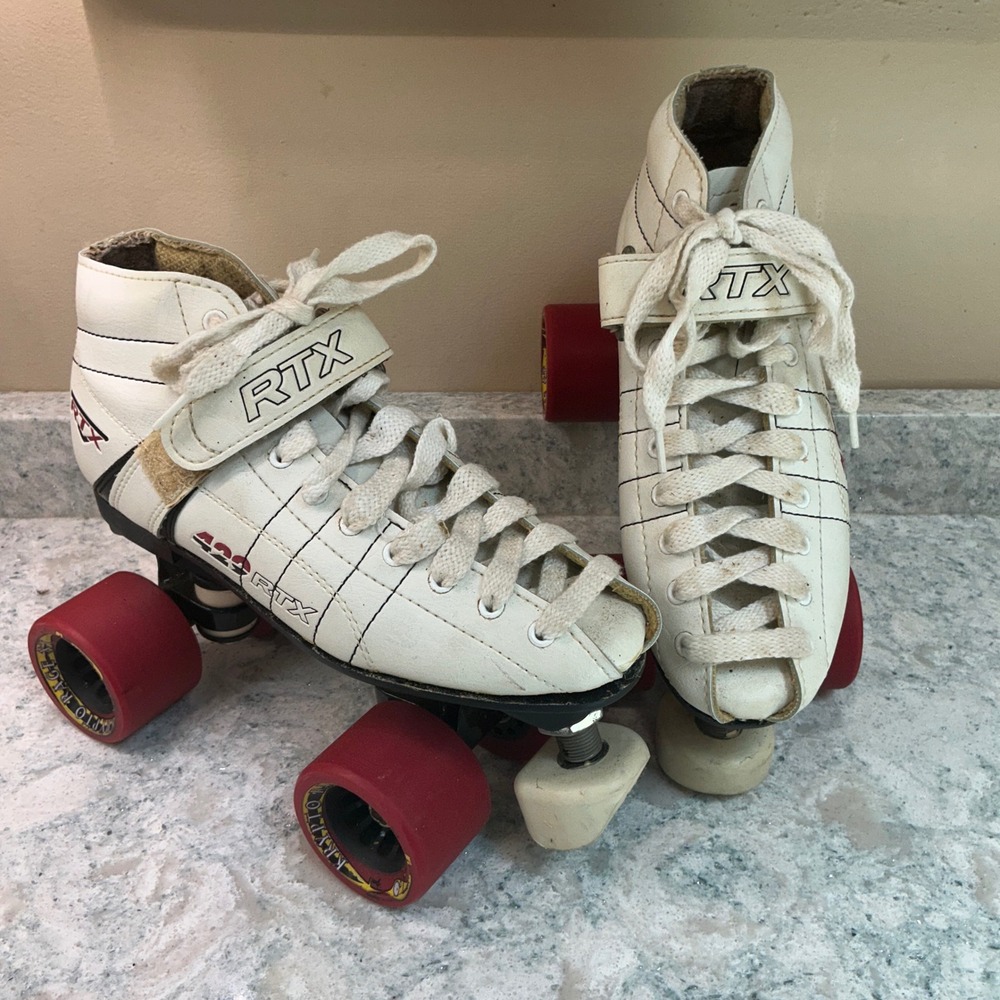RTX Roller Skates 429 Size 5 White Red Quad Resistor Torque Krypto Rage XT Wheel